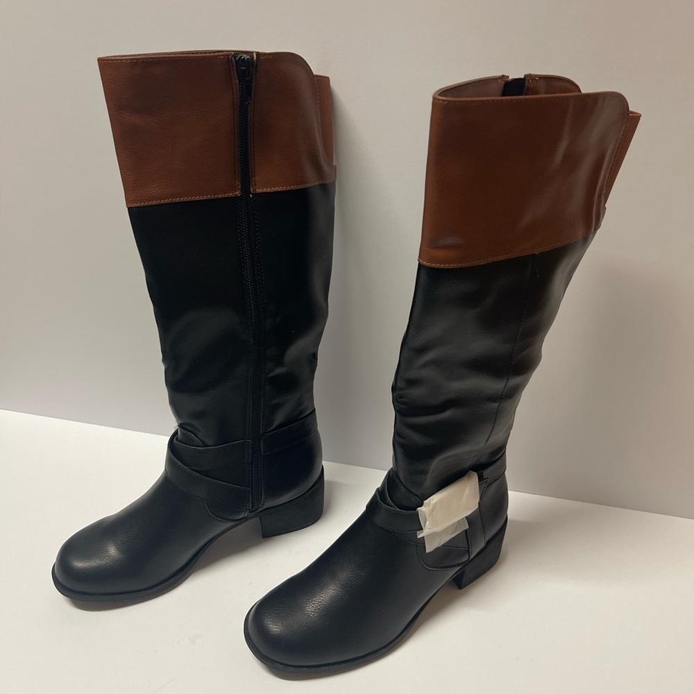 Style & Co. Womens Venesa Closed Toe Knee High Fashion, black/brown, Size 5